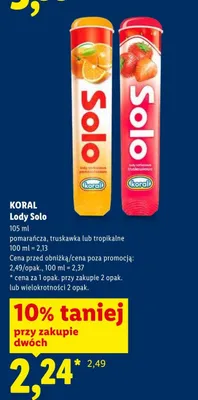 Lody Solo Koral truskawka promocja w Lidl
