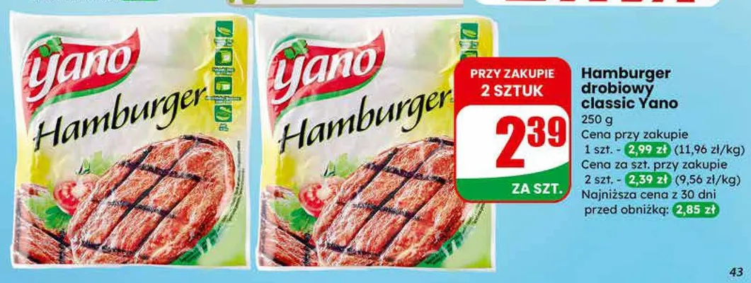 Hamburger drobiowy classic promocja w Dino