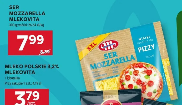 Ser Mozzarella wiórki Mlekovita promocja w Stokrotka
