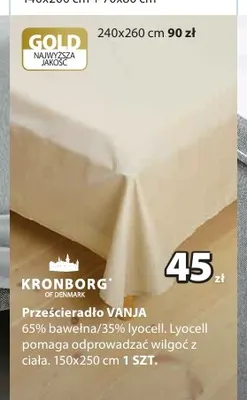 Prześcieradło Vanja 150x250 cm Kronborg promocja w Jysk