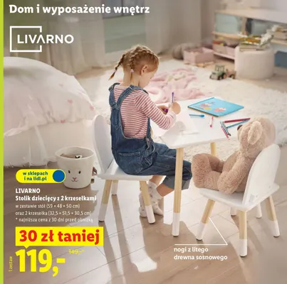 Stolik dziecięcy z 2 krzesełkami promocja w Lidl