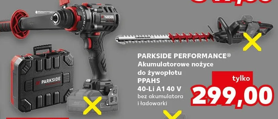 Akumulatorowe nożyce do żywopłotu Parkside Performance PPAHS 40-Li A1 40V bez akumulatora i ładowarki promocja w Kaufland