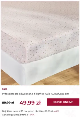 Prześcieradło bawełniane z gumką Avis 160x200x25 cm home&you promocja w home&you