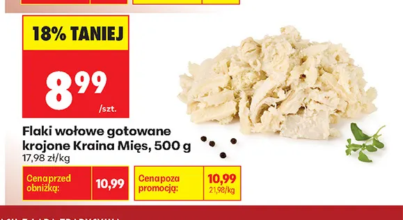 Flaki wołowe gotowane krojone Kraina Mięs promocja w Biedronka