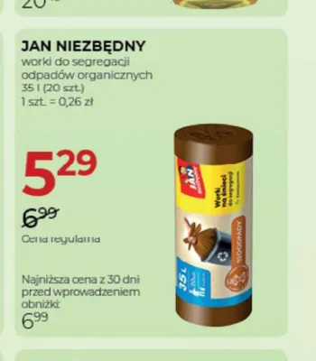 Worki do segregacji odpadów organicznych Jan Niezbędny promocja w Drogerie Jawa
