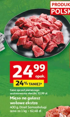 Mięso na gulasz wołowe ekstra promocja w Auchan