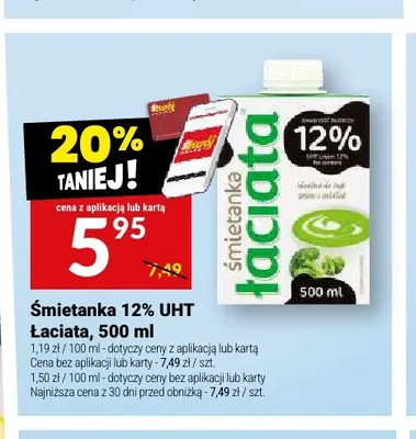 Śmietanka UHT Łaciata 12% promocja w Twój Market