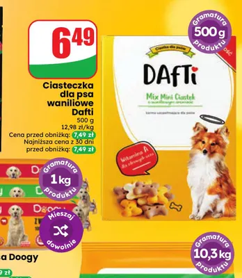 Ciasteczka dla psa waniliowe Dafti promocja w Dino