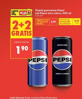 Napój gazowany Pepsi zero cukru promocja w Biedronka