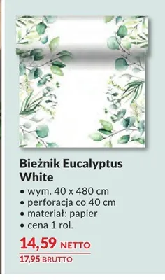 Bieżnik DUNI Eucalyptus White 40x480cm promocja w Makro