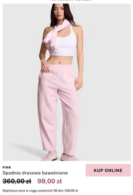 Spodnie dresowe bawełniane Victoria's Secret PINK promocja w Victoria's Secret