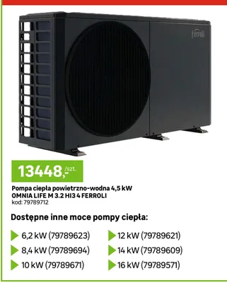 Pompa ciepła powietrzno-wodna Ferroli Omnia Life M 3,2 HI3 4 4,5kW promocja w Leroy Merlin