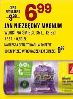 Worki JAN NIEZBĘDNY MAGNUM Worki na śmieci, 35 l, 12 szt. Jan Niezbędny promocja w Drogerie Natura