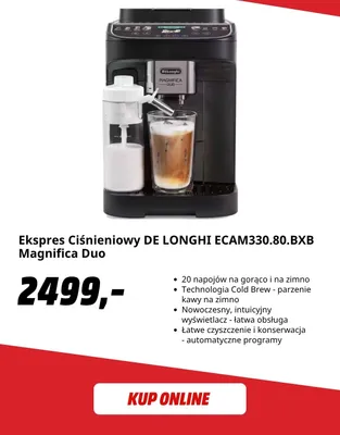 Ekspres ciśnieniowy De'Longhi Magnifica Duo promocja w Media Markt