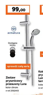 Zestaw prysznicowy przesuwny Kfa Armatura Luna promocja w Bricoman