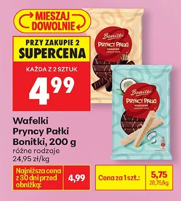 Wafelki Pryncy Pałki różne rodzaje promocja w Biedronka