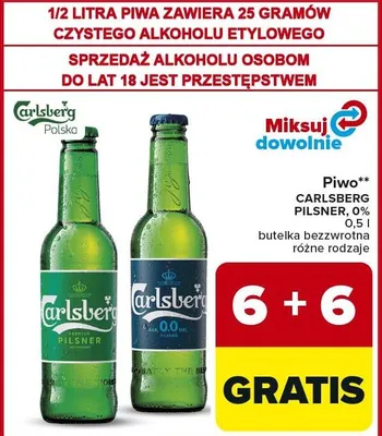 Piwo Carlsberg Pilsner 0% promocja w Carrefour