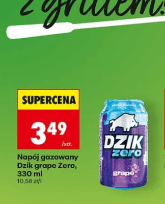 Napój gazowany Dzik grape Zero promocja w Biedronka