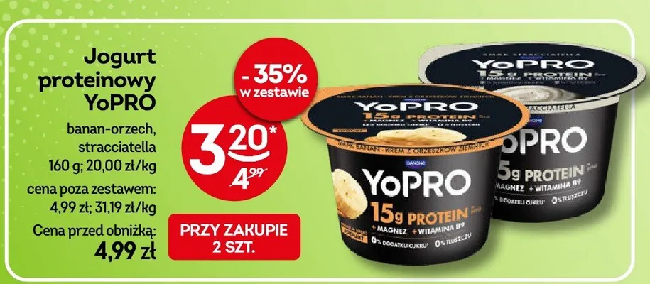 Jogurt proteinowy banan-orzech, stracciatella promocja w Żabka
