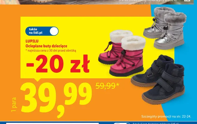 Ocieplane buty dziecięce Lupilu promocja w Lidl