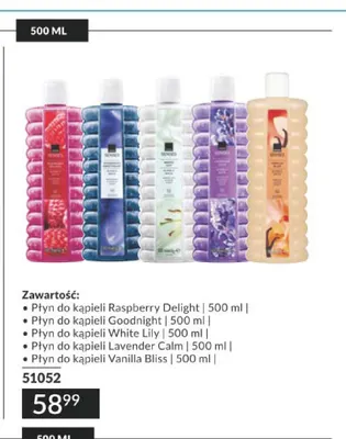 Zestaw płynów do kąpieli Raspberry Delight + Goodnight + White Lily + Lavender Calm + Vanilla Bliss Avon Senses 5-pak promocja w AVON