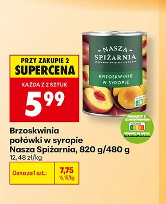 Brzoskwinia połówki w syropie Nasza Spiżarnia promocja w Biedronka