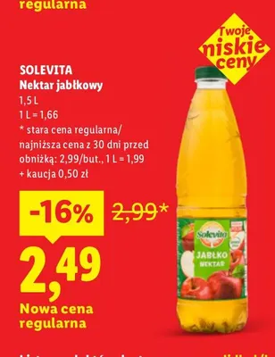 Nektar jabłkowy Solevita promocja w Lidl