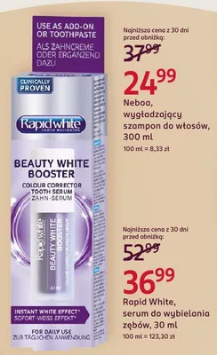 Serum do wybielania zębów Rapid White Beauty White Booster promocja w Rossmann