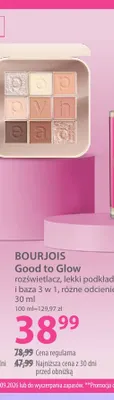 Rozświetlacz, lekki podkład i baza 3 w 1 Good to Glow Bourjois promocja w Hebe
