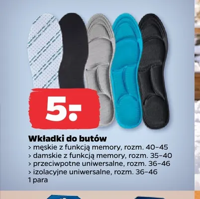 Wkładki do butów przeciwpotne uniwersalne rozm. 36-46 promocja w Netto