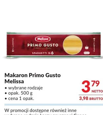 Makaron spaghetti Primo Gusto Melissa promocja w Makro