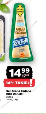 Ser Grana Padano PDO Zanetti promocja w Netto