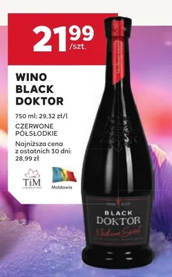 Wino Black Doktor czerwone półsłodkie promocja w Stokrotka
