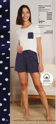 Piżama z szortami w groszki biało-granatowa promocja w AVON