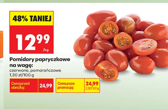 Pomidory papryczkowe czerwone promocja w Biedronka