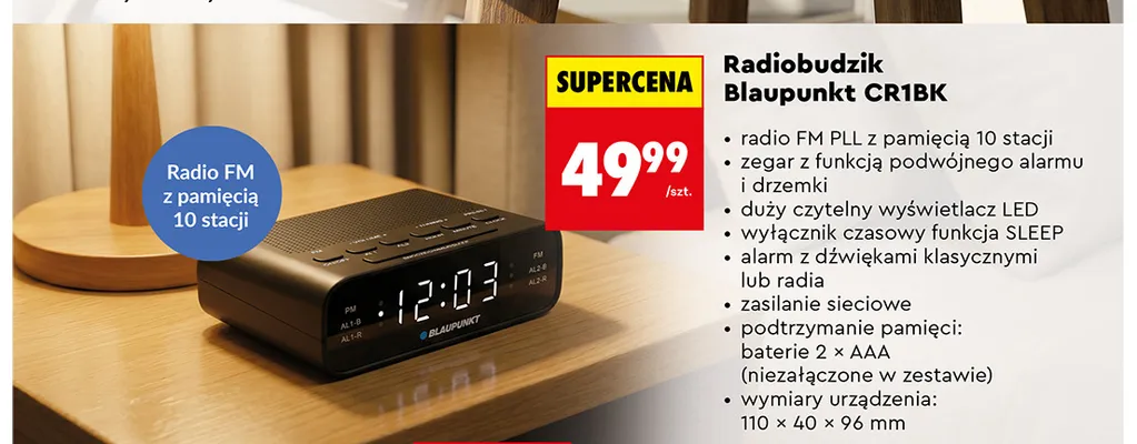Radiobudzik Blaupunkt CR1BK promocja w Biedronka
