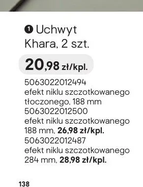 Uchwyt Khara efekt niklu szczotkowanego 188mm 2-pak promocja w Castorama