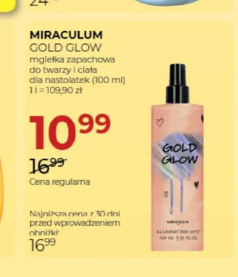 Mgiełka zapachowa do twarzy i ciała dla nastolatek Miraculum Gold Glow promocja w Drogerie Jawa