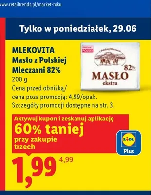 Masło z Polskiej Mleczarni 82% Mlekovita promocja w Lidl