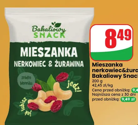 Mieszanka nerkowiec & żurawina Bakaliowy Snack promocja w Dino