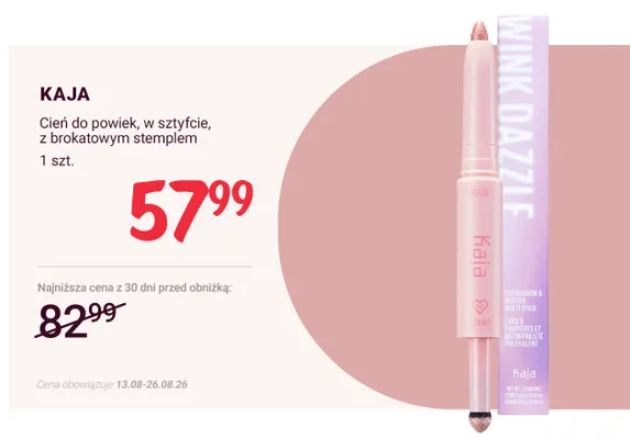 Cień do powiek w sztyfcie z brokatowym stemplem Kaja Wink Dazzle promocja w Rossmann