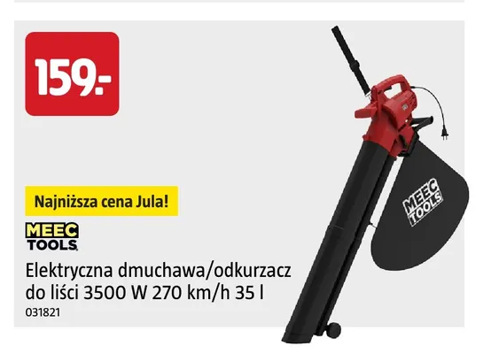 Elektryczna dmuchawa/odkurzacz do liści 270 km/h 35 l Meec Tools promocja w Jula