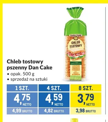 Chleb tostowy pszenny Dan Cake promocja w Makro