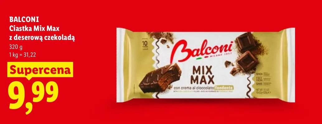 Ciastka Mix Max z deserową czekoladą promocja w Lidl