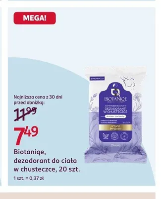 Dezodorant do ciała w chusteczce Biotaniqe promocja w Rossmann