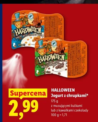 Jogurt z chrupkami z kawałkami czekolady Halloween promocja w Lidl