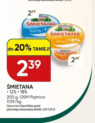 Śmietana 18% OSM Piątnica promocja w Chata Polska