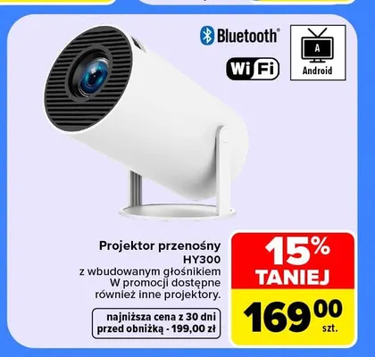 Projektor przenośny HY300 z wbudowanym głośnikiem promocja w Carrefour
