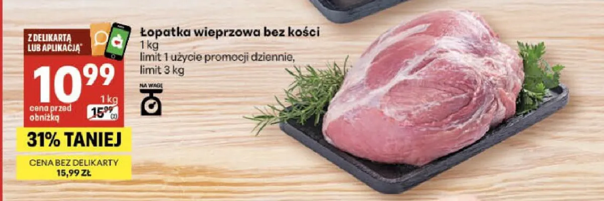 Łopatka wieprzowa bez kości promocja w Delikatesy Centrum
