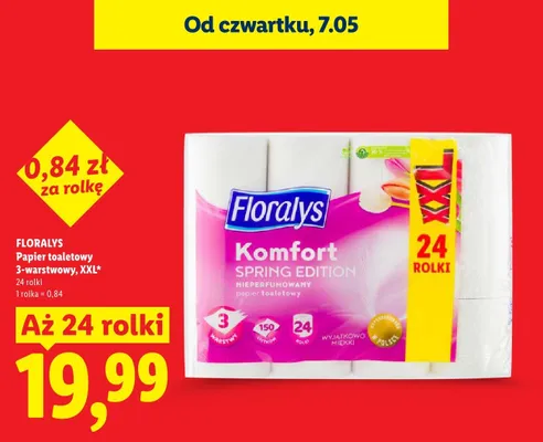 Papier toaletowy 3-warstwowy XXL Floralys Komfort Spring Edition nieparfumowany promocja w Lidl
